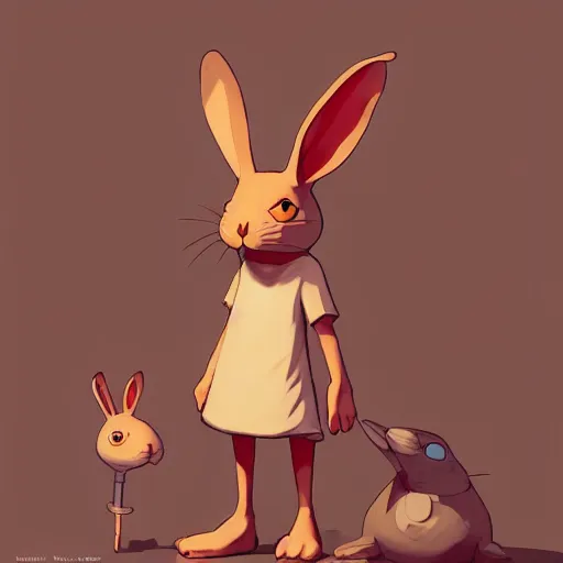 Prompt: Goro Fujita a portrait of an anthropomorphic rabbit entering the burrow, you can see all the passageways, painting by Goro Fujita, sharp focus, highly detailed, ArtStation
