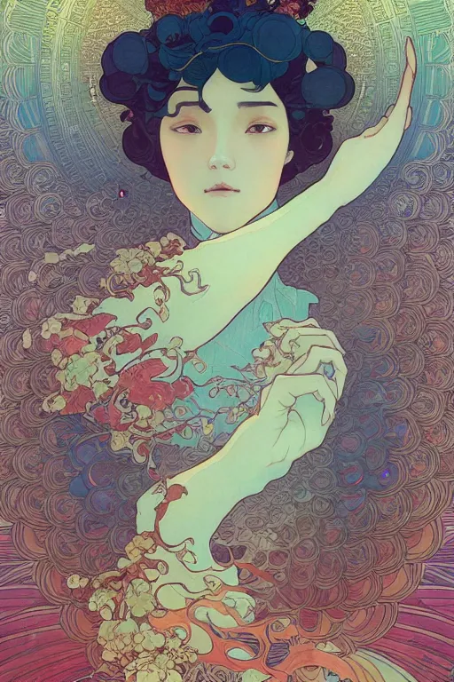 Image similar to a beautiful hyperdetailed character design 4 k wallpaper illustration of a huge reddish phoenix, victo ngai style, alfons mucha ， from china, style of studio ghibli, denoise, deblurring, artgerm, xision, james jean, ross tran, chinese style