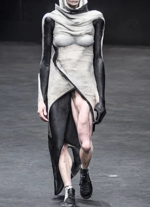 Image similar to hyperrealistic and heavy detailed rick owens avant garde runway show of batman, leica sl 2 5 0 mm, vivid color, high quality, high textured, real life