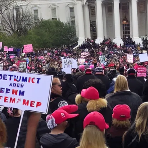 Prompt: Donald Trump supporting abortion rights in a feminist protest