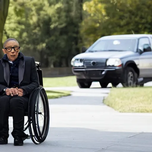 Image similar to Giancarlo Esposito as Professor X. In wheelchair