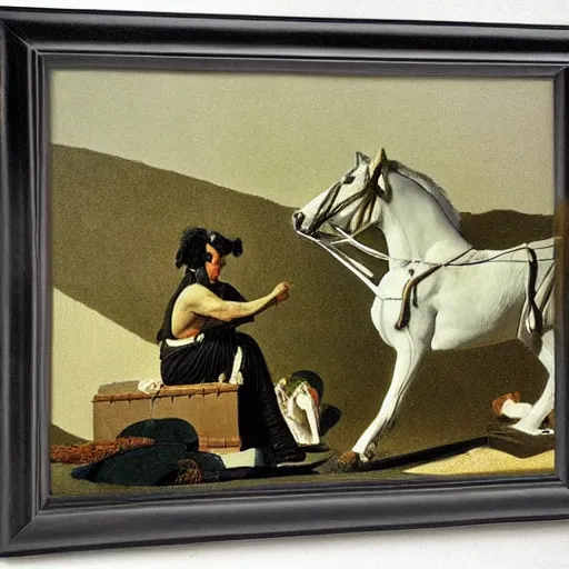 Prompt: offerings for the horse goddess by george stubbs by frederic remington by maxfield parrish