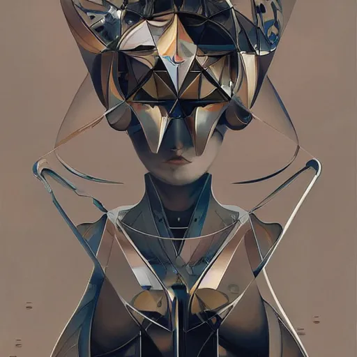 Prompt: scifi futurism automaton minimalism chrome by peter mohrbacher art Hajime Sorayama airbrush hyperrealism model abstract shatter fragments cubism futurism