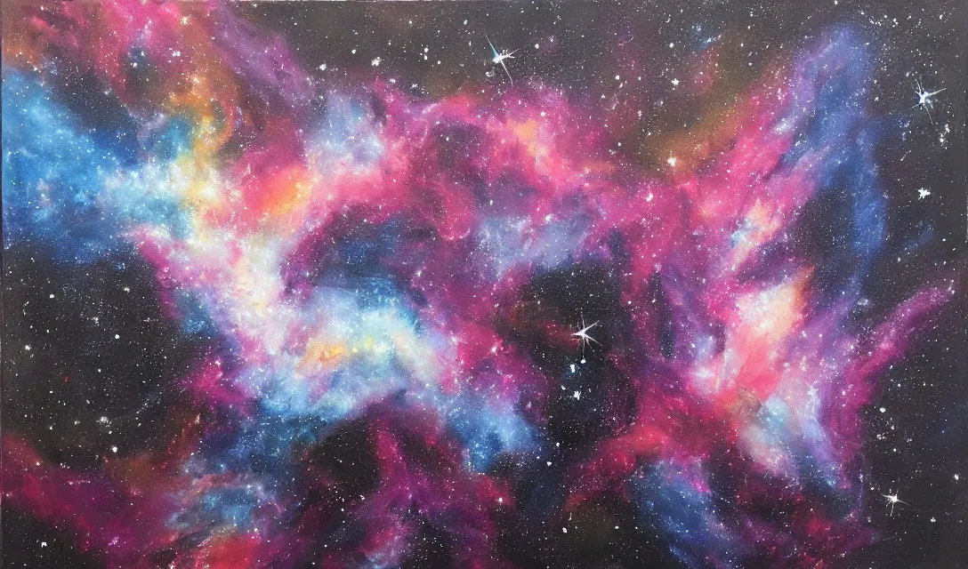 Image similar to galaxies and nebulae, oil painting