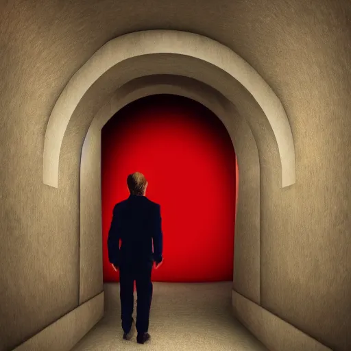 Image similar to the man comes out of the red portal