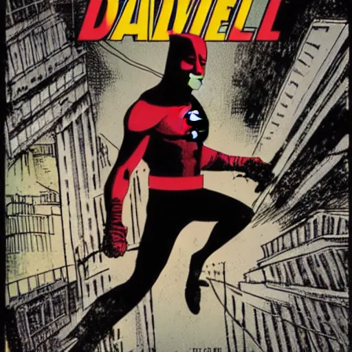 Prompt: daredevil action pose by david aja