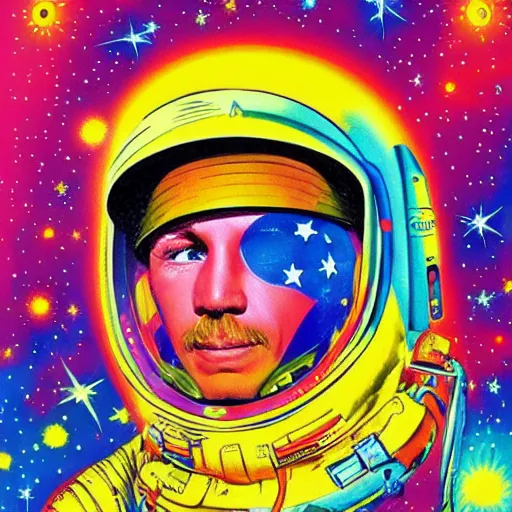 Prompt: the hero of outer space, peter max, colorful, highly detailed, highly realistic