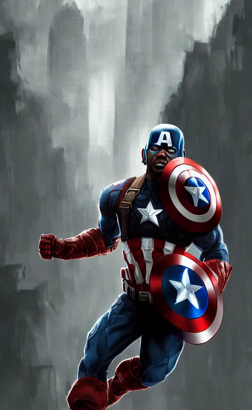 Image similar to kevin hart as captain america, dynamic lighting, photorealistic fantasy concept art, trending on art station, stunning visuals, creative, cinematic, ultra detailed