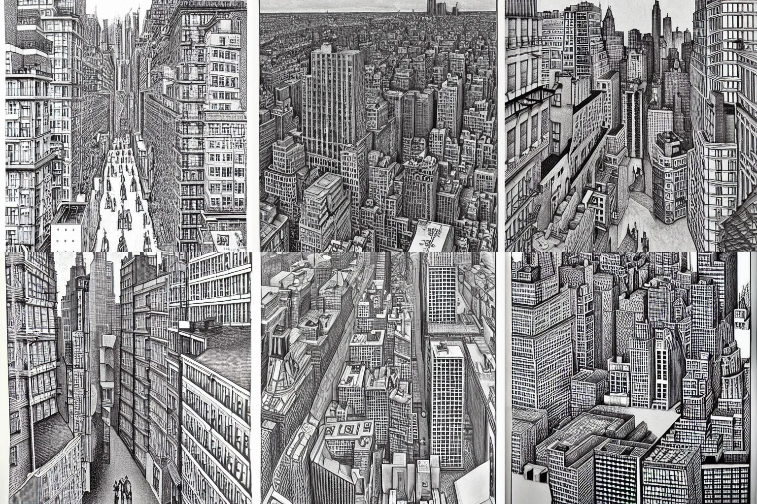 Prompt: New York City drawn by M.C Escher