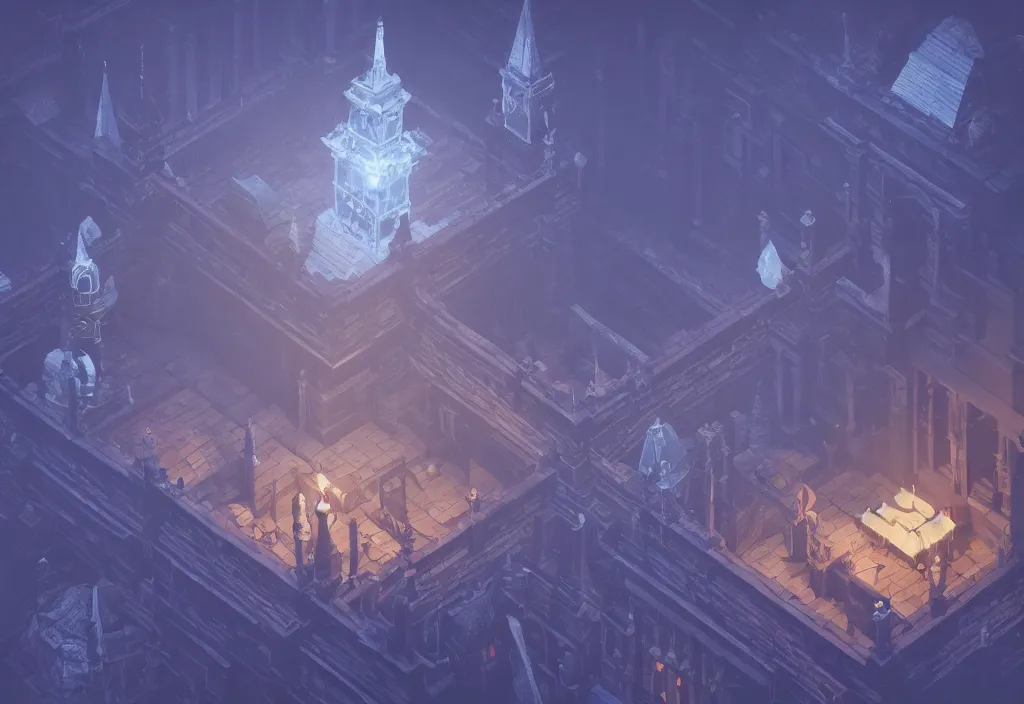 Image similar to isometric magicavoxel Bloodborne haven cinematic lighting, 4k