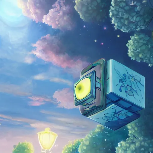 Prompt: beautiful detailed painting of companion - cube!!!!!!!!, anime, studio ghibli, makoto shinkai, rhads, radiant light, 4 k