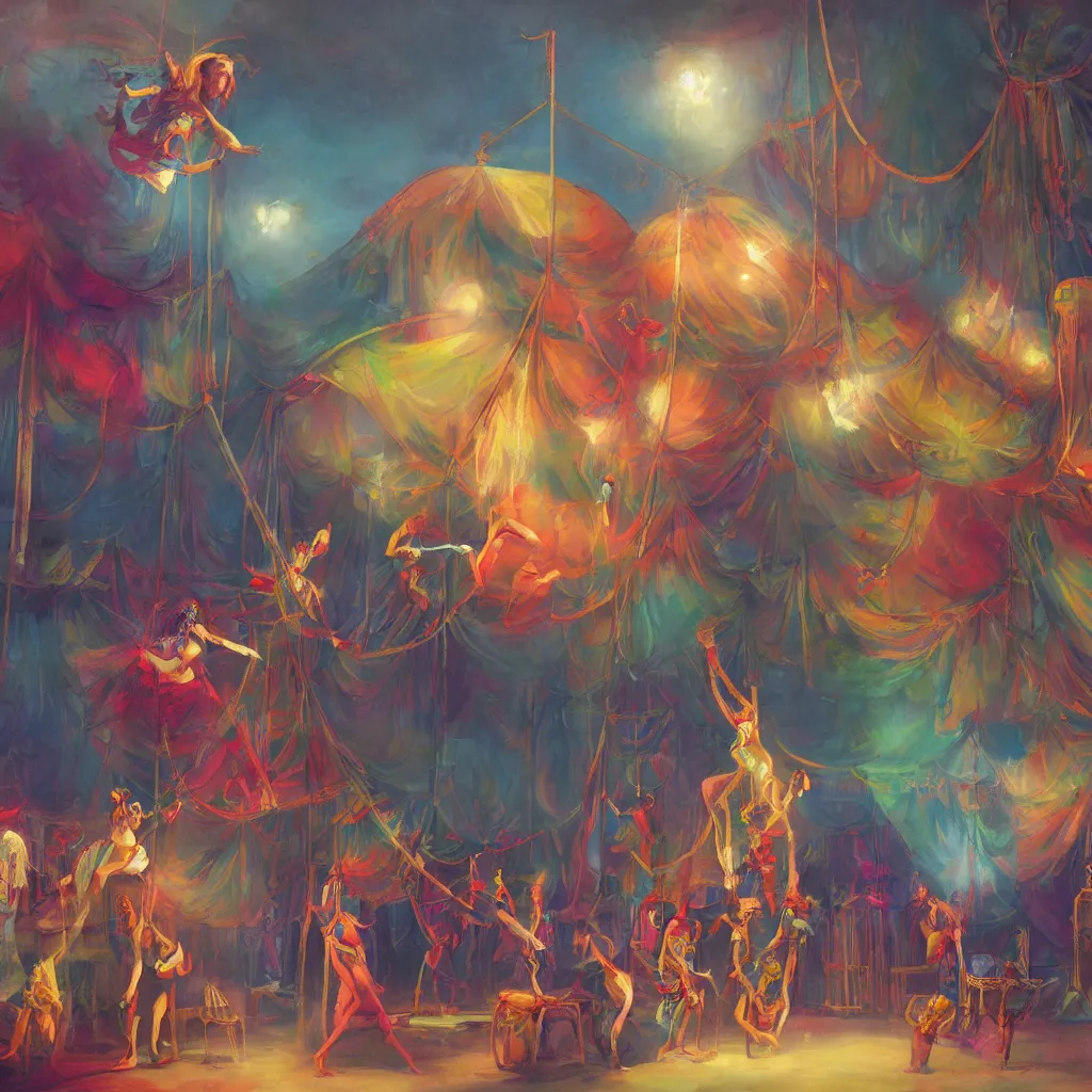 Image similar to A colorful and Provenance painting of The circus by Charlie Bowater