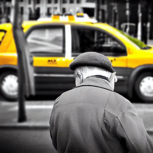 Prompt: a taxi driver waiting for his turn to get a gas photorealistic great photograph