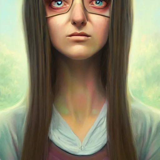 Prompt: beautiful hyperrealistic detailed matte portrait painting of louise belcher, by andreas rocha and john howe, and martin johnson