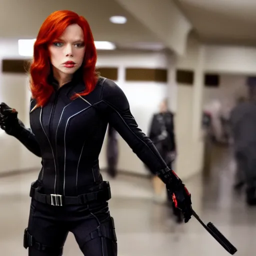 Image similar to tommy lee jones as black widow, photograph