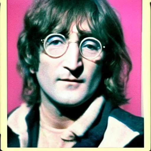 Image similar to john lennon in pink paradise, polaroid photo, perfect photo, photo pinterest