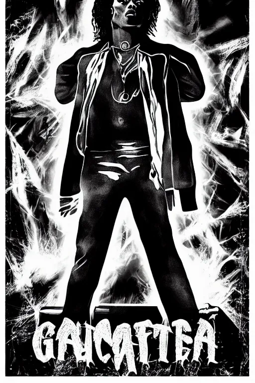 Image similar to gangsta black michael jackson afro poster as a black rapper 1 9 7 0 s, the hood, tattoos, dancing, poster tour, art work, ripped, 6 pack, rapping, grime, michael jackson, uhd, sharp, detailed, cinematic 4 k