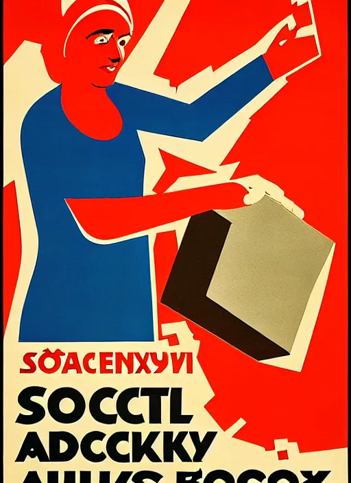 Image similar to soviet propaganda poster of phrase'avoid all boxes ', socialist realism. by alexander zelensky, viktor deni, havrylo pustoviyt