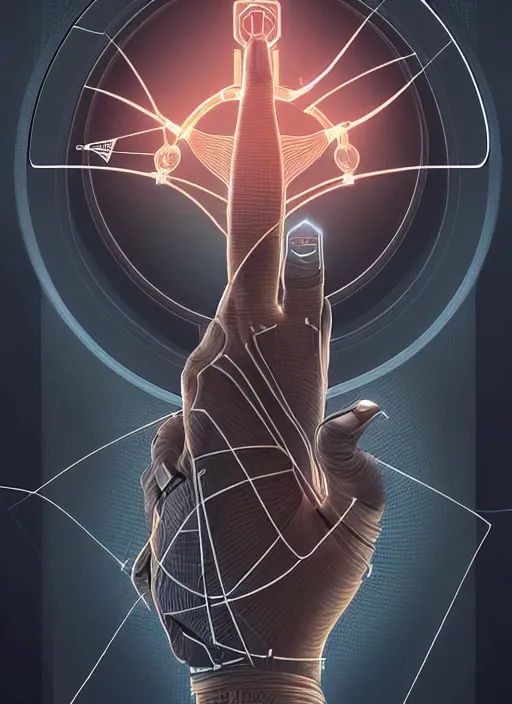 Image similar to symmetry!! mechanism in the palm of a hand, product render retro - futuristic poster scifi, intricate, elegant, highly detailed, digital painting, artstation, concept art, smooth, sharp focus, illustration, dreamlike, art by artgerm