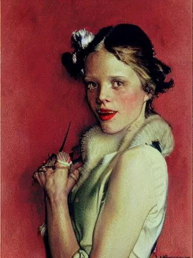 Prompt: portrait of abbey lee by norman rockwell