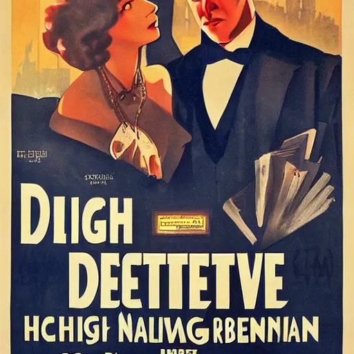 Prompt: poster for a detective movie released in 1 9 2 5, high detail,