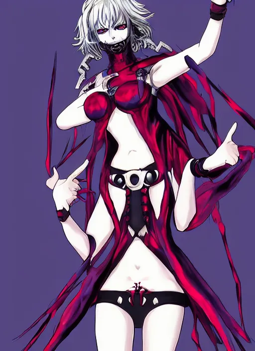 Prompt: shin megami tensei art of a demon called margaret!!!!!!! thatcher!!!!!!!, art by kazuma kaneko, demonic! compedium!, digital drawing, law demon, white background, high quality, highly detailed