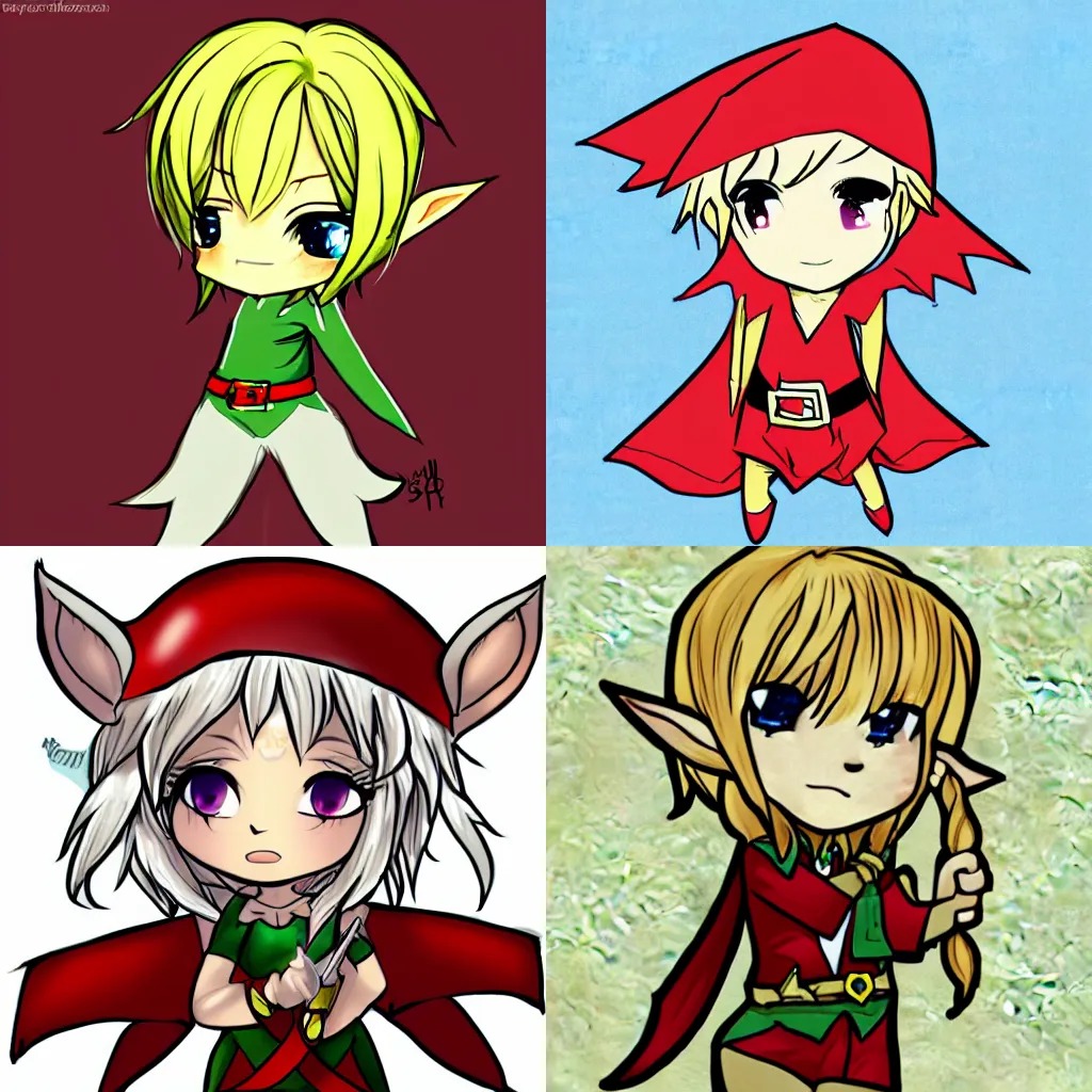 Prompt: a chibi elf character with blonde hair. drawn by porforever.