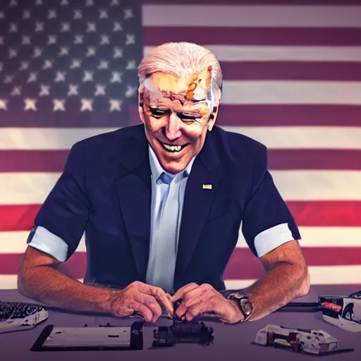 Prompt: joe biden building a PC, photo, 4k photoshop render