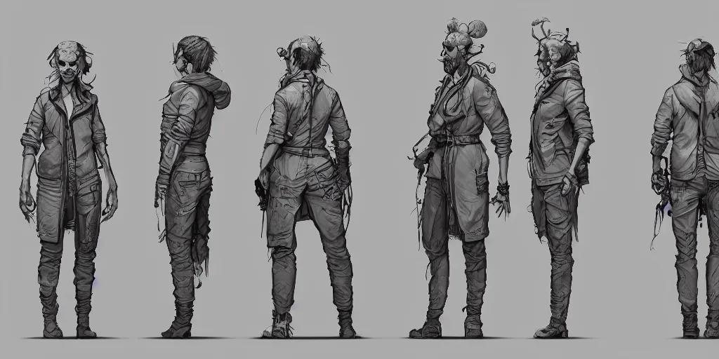 Prompt: h. levi smiley character sheet, concept design, contrast, kim jung gi, greg rutkowski, zabrocki, karlkka, jayison devadas, trending on artstation, 8 k, ultra wide angle, pincushion lens effect