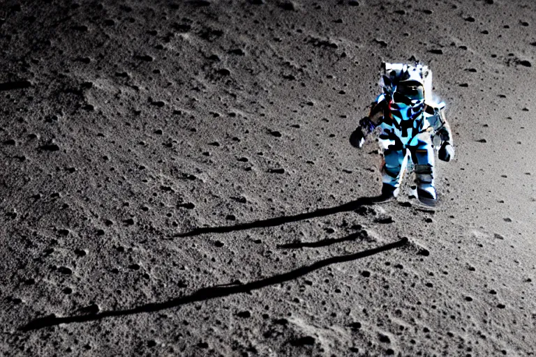 Prompt: still photo of astronaut walking on the surface of moon, black and white color aesthetics, highly detailed, photorealistic portrait, bright studio setting, studio lighting, crisp quality and light reflections, unreal engine 5 quality render