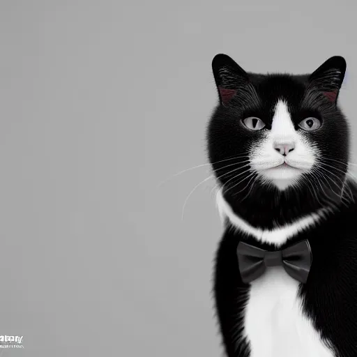 Prompt: black and white tuxedo cat, soft fur, photorealistic 8k highly detailed, rendered in octane 50mm depth of field