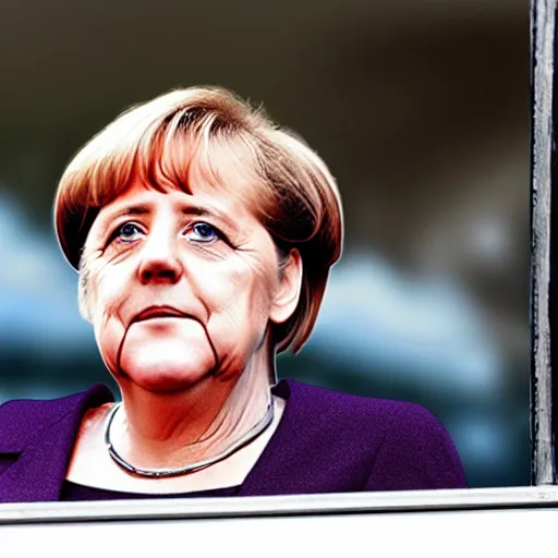 Prompt: Angela Merkel as a dirty truck driver, 35mm, photorealistic