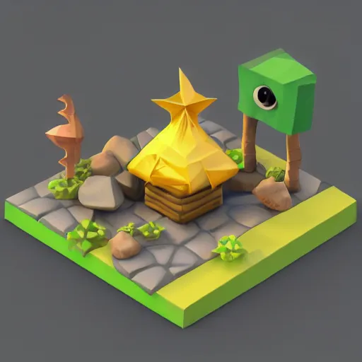 Image similar to Matte 3d low poly icon of Spongebob pogging, lat lighting, isometric 3d render,