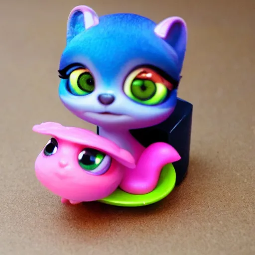 Prompt: Liminal space in outer space, My littlest pet shop toy