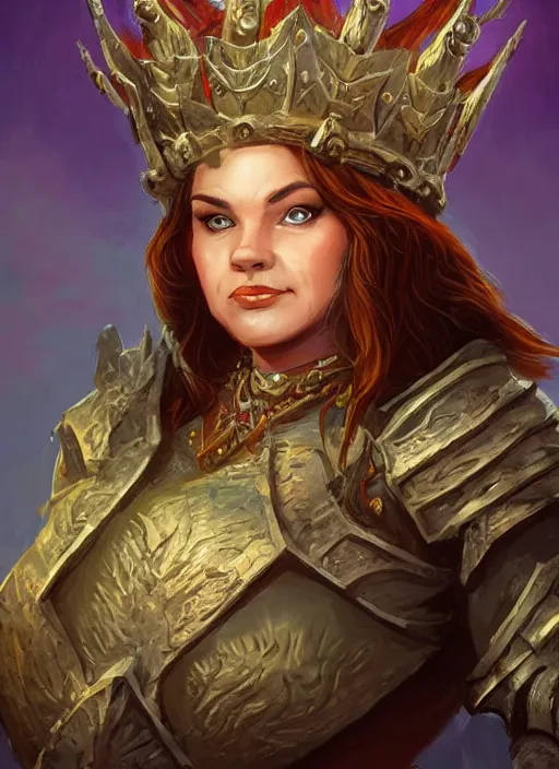 Image similar to dwarven queen wearing a crown, ultra detailed fantasy, dndbeyond, bright, colourful, realistic, dnd character portrait, full body, pathfinder, pinterest, art by ralph horsley, dnd, rpg, lotr game design fanart by concept art, behance hd, artstation, deviantart, hdr render in unreal engine 5