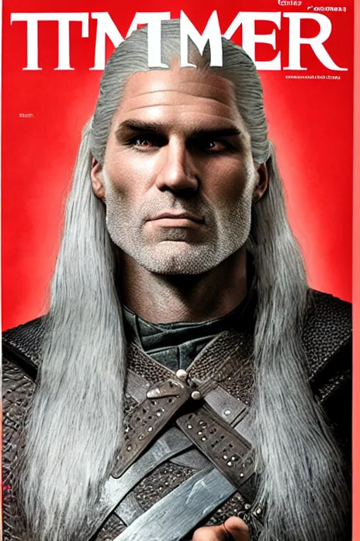 Image similar to portrait of geralt of rivia, 5 5 mm lens, professional photograph, times magazine, serious, stern look