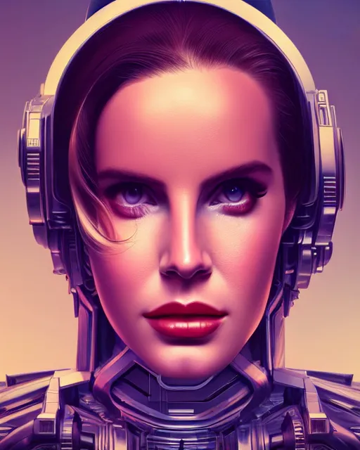 Image similar to portrait of lana del rey as a cyborg. intricate abstract. intricate artwork. by tooth wu, wlop, beeple, dan mumford. octane render, trending on artstation, greg rutkowski very coherent symmetrical artwork. cinematic, hyper realism, high detail, octane render, 8 k, iridescent accents