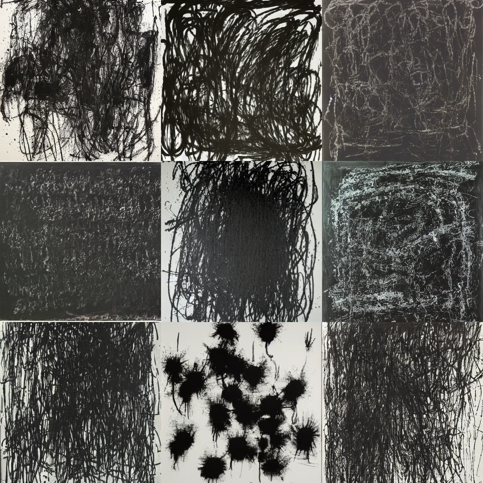 Prompt: black black by cy twombly