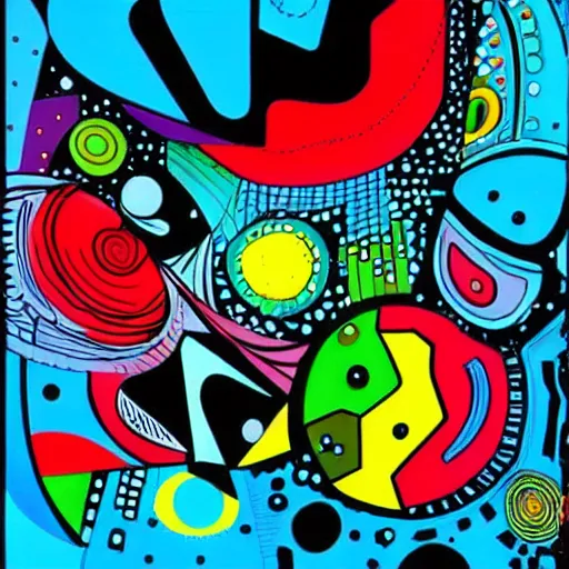 Image similar to abstract forms in the bold colourful detailed style of mike hinge,