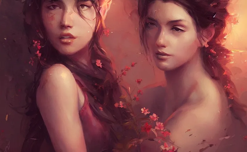 Image similar to a painting of jasmine trending on artstation in the style of greg rutkowski, beautiful, sensual, flower, portrait