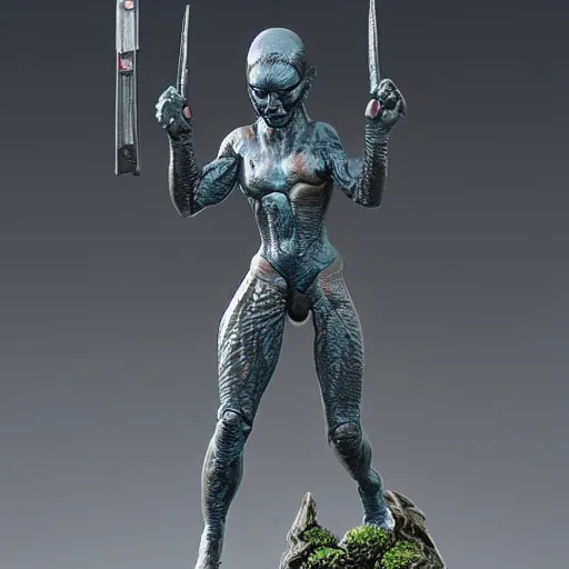 Image similar to 80mm resin detailed miniature of a Alien, Miniature of a Human Female Warrior, Product Introduction Photos