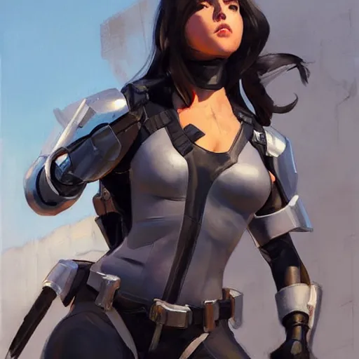 Image similar to greg manchess portrait painting of partially armored x - 2 3 laura kinney as overwatch character, medium shot, asymmetrical, profile picture, organic painting, sunny day, matte painting, bold shapes, hard edges, street art, trending on artstation, by huang guangjian and gil elvgren and sachin teng