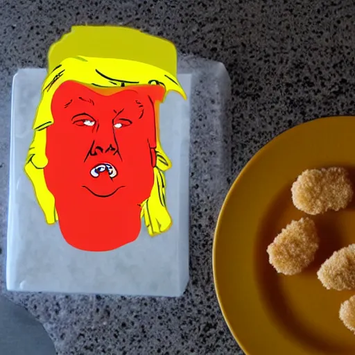 Image similar to chicken nuggets in the shape of donald trump