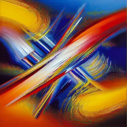 Image similar to abstract art representing momentum, oil painting by john berkey and gabriel dawe, masterwork