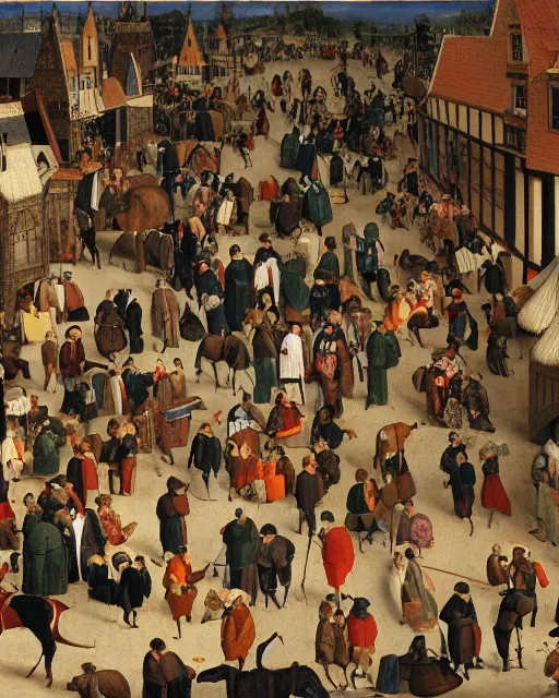 Image similar to a detail from crowded marketplace by pieter breugel the elder - w 8 0 0