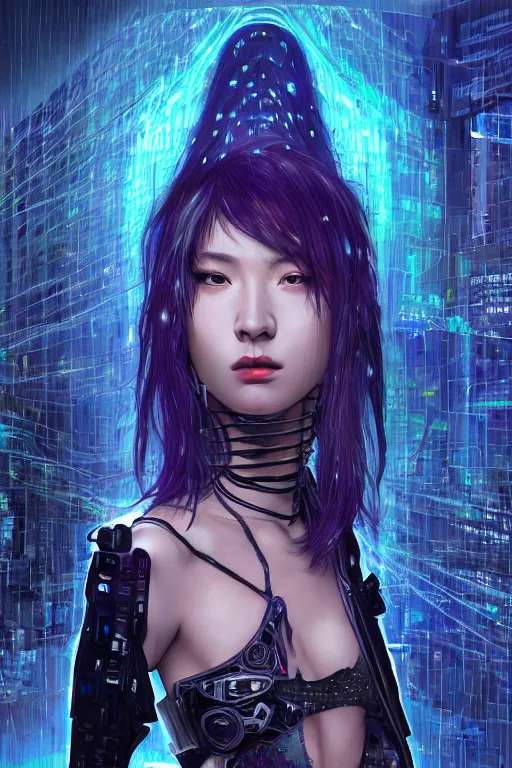 Image similar to portrait futuristic obnoxious cyberpunk female Berserker, in futuristic heavily raindrop tokyo rooftop cyberpunk night, ssci-fi, fantasy, intricate, very very beautiful, elegant, neon light, highly detailed, digital painting, concept art, human anatomy, soft light, hdri, smooth, sharp focus, illustration, art by alphonse mucha and craig mullins and tian zi and WLOP