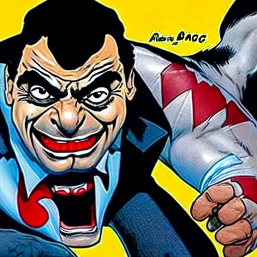 Prompt: mr bean as lobo. dc comics coverart, comicbook, comic panel