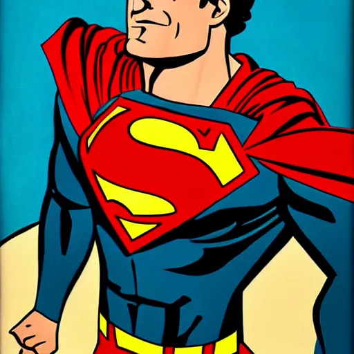 Image similar to superman as art deco, painting