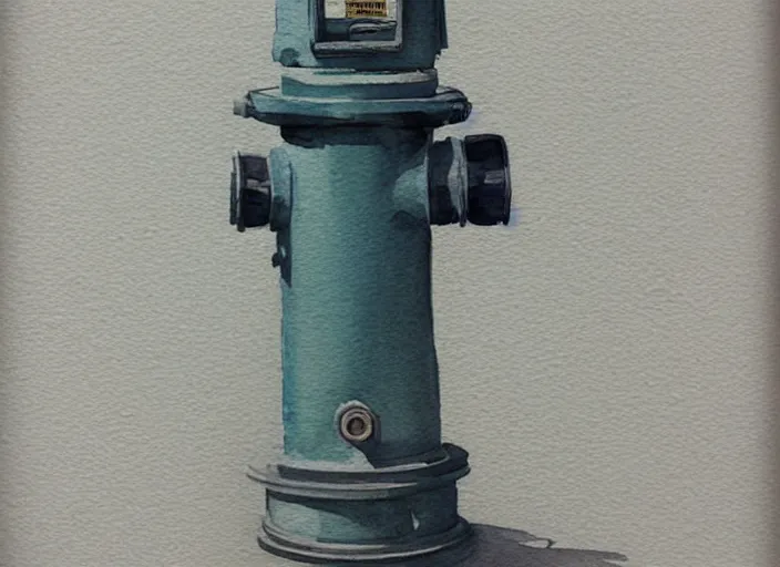 Image similar to concept art of a hydrant, pinterest, artstation trending, behance, watercolor, by coby whitmore, silver, laser light,