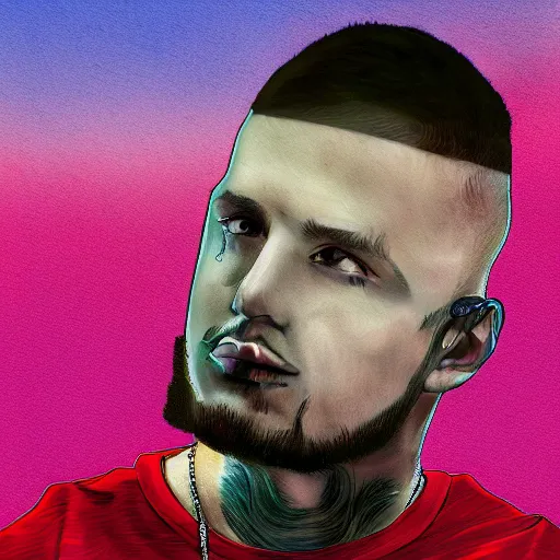 Prompt: Polish Rapper Quebonafide, digital art,